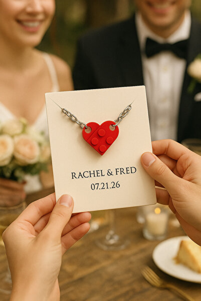 Şeker Ofisi Kişiye Özel Isimli Ikili Lego Kalp Anahtarlık – Düğün, Nişan, Kına Hediyelik, Nikah Şekeri