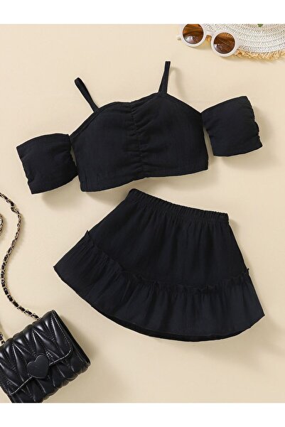 shop Siyah kız çocuk 2li kombin yazlık