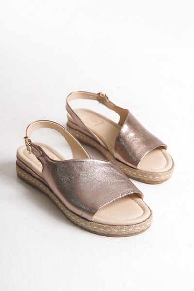 INNTRO Cies Genuine Leather Metallic Platinum Women's Straw Espardil Wrap Sole Sandals