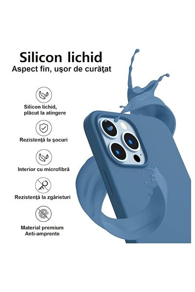 bzstore Carcasă de protecție compatibilă cu iPhone 13 Pro Max, albastră, silicon lichid, ultra subțire