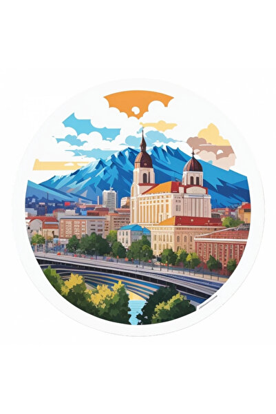 INOVATIX Set de 8 piese, autocolant peisaj oraș Craiova, INOVATIX®. 6 cm