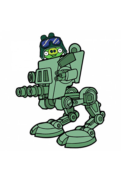 INOVATIX Set de 8 piese, autocolant Angry Birds Purceluș Verde, INOVATIX®. 6 cm