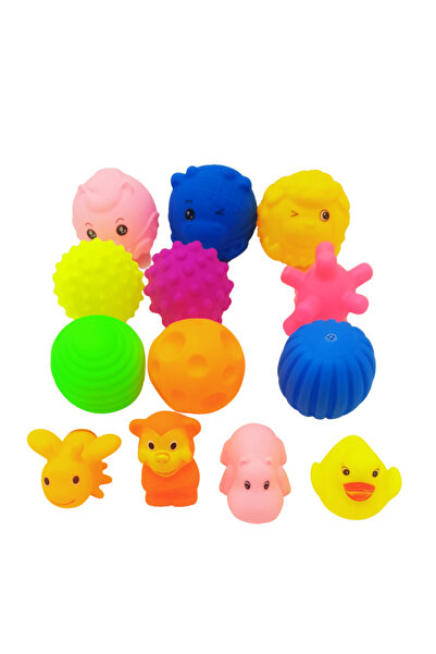LUDIRO Set 13 Jucarii de Baie, Diferite Forme, Chitaitoare, Cauciuc, Multicolor