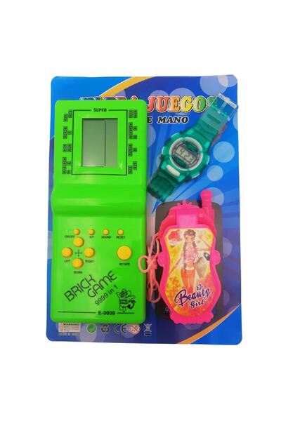 LUDIRO Σετ τριών διαδραστικών παιχνιδιών, Tetris, ρολόι χειρός και τηλέφωνο με ήχους, πράσινο
