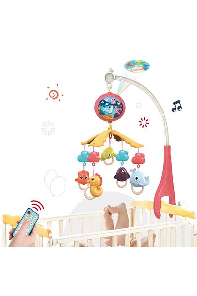 LUDIRO Musical Carousel with Remote Control and Projector, 200 Songs, Adjustable Volume, Red