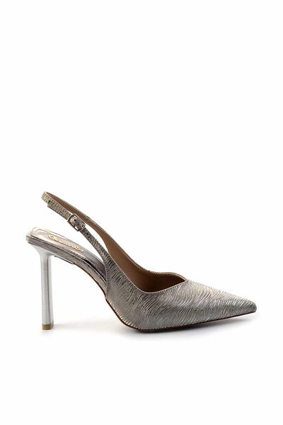 Bambi Platin Glänzende Damen Abendkleid Schuhe K01209222238