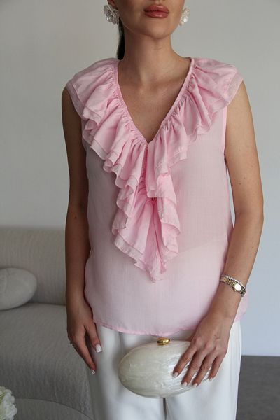 Julidress Αμάνικη μπλούζα με δεμένο βολάν