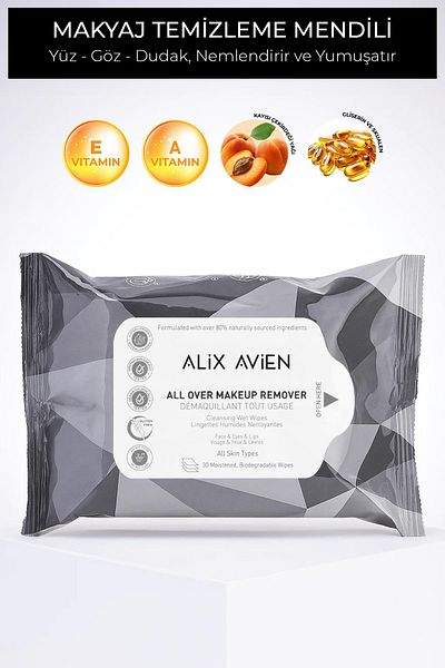 Alix Avien Makeup Remover Wipes - All over Makeup Remover Wet Wipes 30 Pcs
