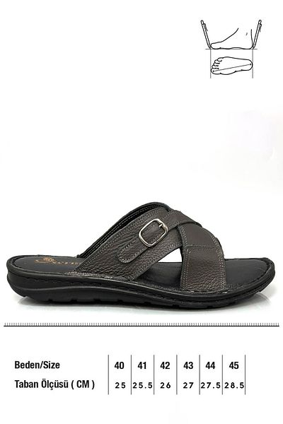 sermoda Γνήσιο Γνήσιο Δερμάτινο Ανδρικές Παντόφλες Ελαφρύ Δερμάτινο Παντόφλες T Smoked