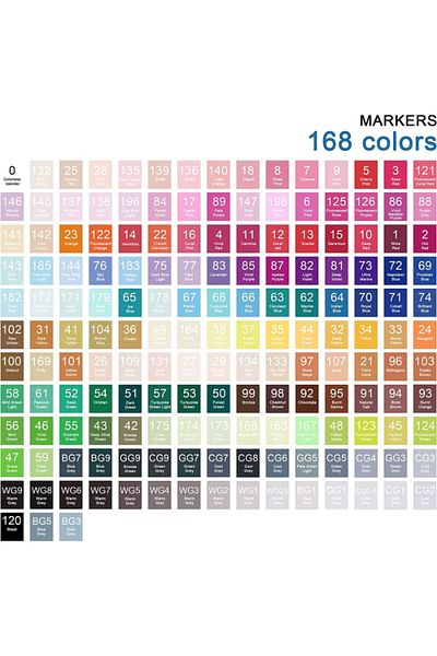LUDIRO Set of 168 Professional Markers, Vibrant Multicolor Colors with Alcohol-Based Ink