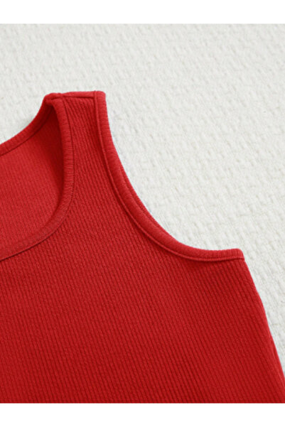 HEREN BUTİK Ribbed Double Suit with Color Options – Ribbed Crop Top & Shorts | Children and Teenage Girls Summer Combination