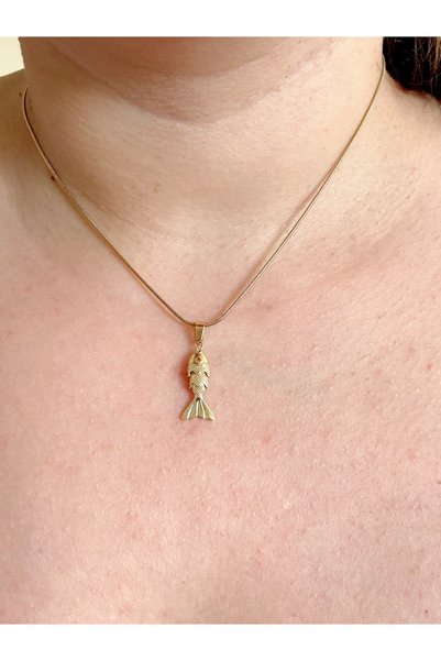 Gümüş sandık Orange Eyed Fish Steel Luck Necklace