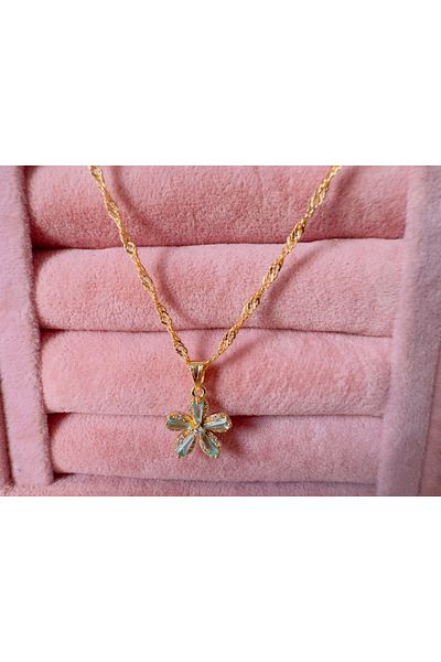 Judas Takı Zircon Stone Flower Model Necklace