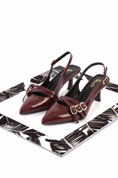 Bambi Pantofi clasici cu toc de damă din piele lăcuită Bordeaux K 01206011108