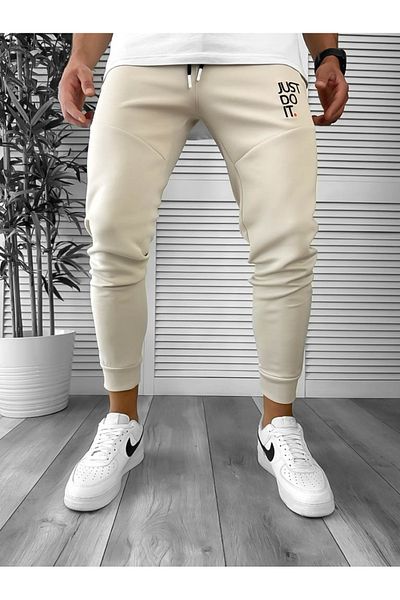 dehaine Men's Track Pants, Slim Fit, Just, 12616, Beige