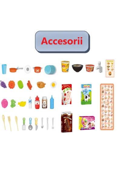 LUDIRO Set de Joaca Bucatarie Multifunctionala pentru Copii, 42 Piese, Bej Rose