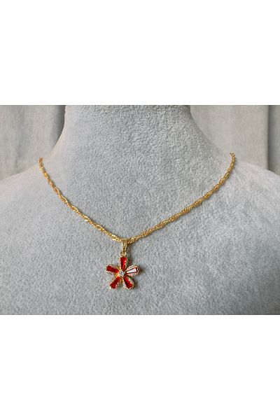 Judas Takı Zircon Stone Flower Model Necklace