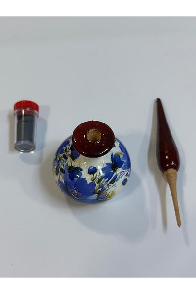 orifkozmo Wooden Handmade Surme Container with Oreganik Surme Beside