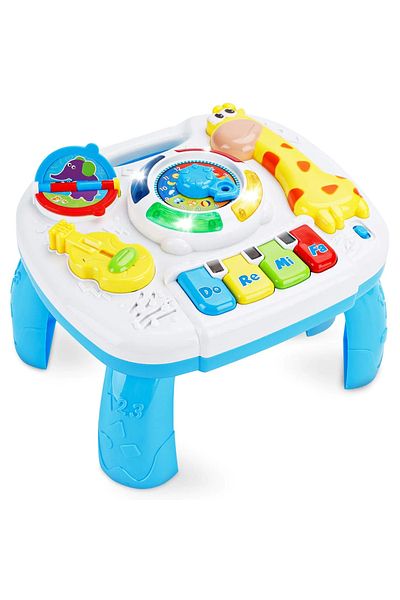 LUDIRO Baby Activity Table, Multifunctional Center with Piano, Lights and Sounds, Giraffe