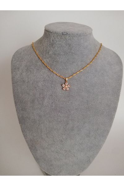 Judas Takı Zircon Stone Flower Model Necklace