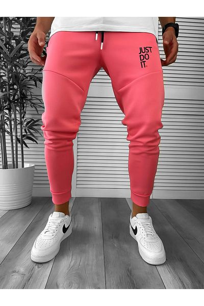 dehaine Men's Track Pants, Slim Fit, Just, 12616, Pink