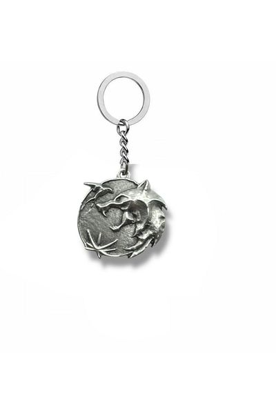 Herşey Nota Witcher Wolf Embossed Locket Unisex Keychain |   Cosplay and Daily Accessory