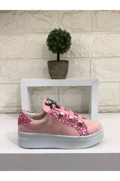CihanShoes Children's Powder Glitter Lace-Up Shoes