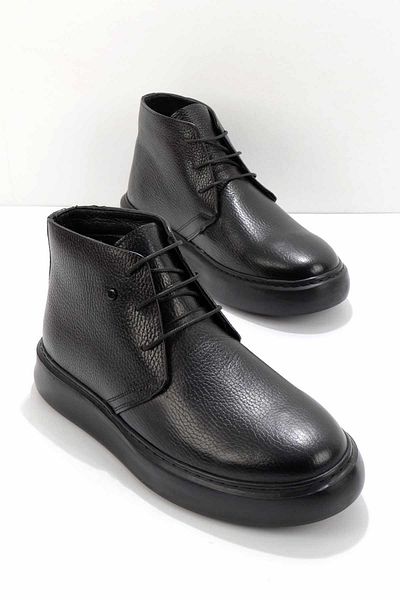 Bambi Ανδρικές μπότες & μποτάκια από γνήσιο δέρμα Black Floater E 02401020040