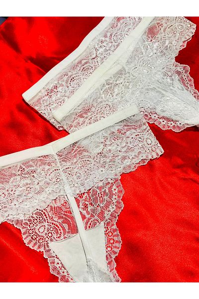 mendoza store Lace Back Drawstring White Panties 3 Pcs