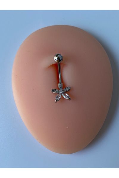 kurukafagift Steel Navel Piercing Stone Shiny Mexican Daisy Flower Minimal Model