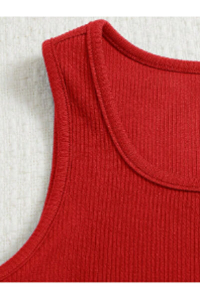 HEREN BUTİK Ribbed Double Suit with Color Options – Ribbed Crop Top & Shorts | Children and Teenage Girls Summer Combination