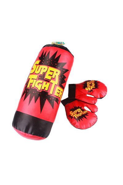LUDIRO Set Sac si Manusi de Box pentru Copii, 19x19x49 Cm, Piele Ecologica