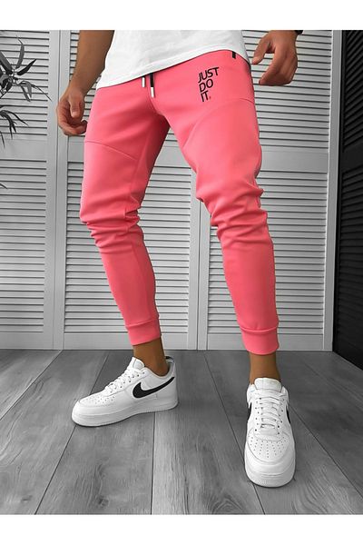 dehaine Men's Track Pants, Slim Fit, Just, 12616, Pink