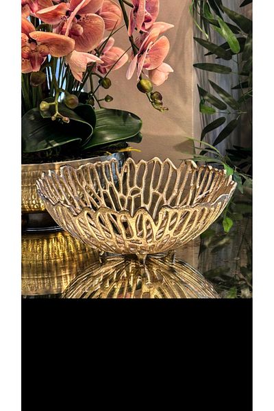 LEMİ DEKORASYON Peacock Gold Casting Round Decorative Pit Plate 25 cm