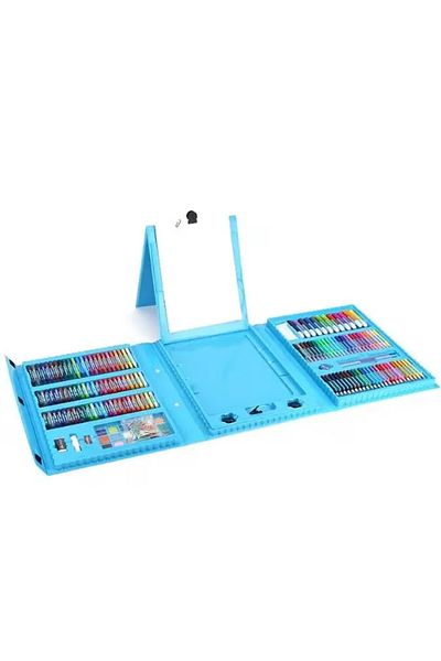 LUDIRO Painting and Drawing Set for Children, 208 Pieces, Drawing Sheet Holder, Blue