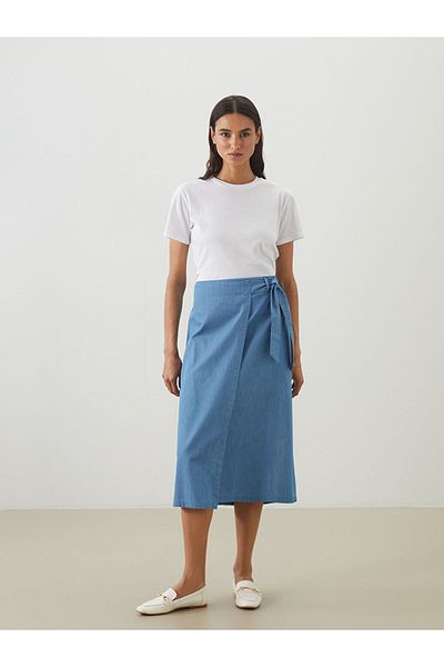 LC Waikiki New Season Women's Jean Skirt with Elastic Waist - S5P942Z8