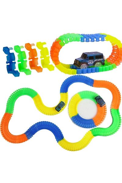 LUDIRO Car Circuit Set, 1 Interactive Car, 169 Pieces, Multiple Assembly Methods