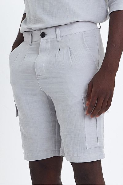 İLKCET MODA Ανδρικό σορτς Cargo Pocket Muslin Linen