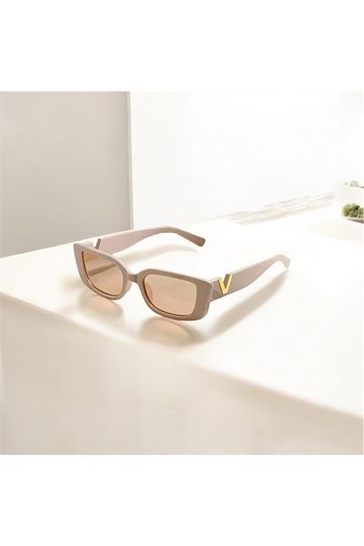 HAB TRADE Cream Vintage V Detailed Women's Sunglasses