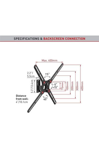 Barkan Perete TV stand, BM320, Fix, 13-65, VESA 400 x 400 mm, supports 40kg, black