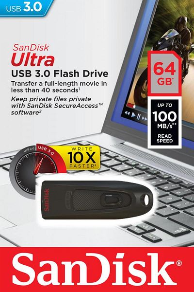 SanDisk Memorie USB Flash Drive Ultra, 64GB, USB 3.0