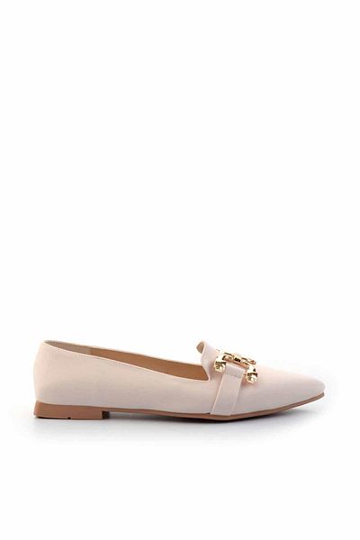 Bambi Beige Satin Women's Ballerinas K01473010038