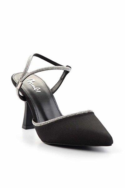 Bambi Damen-Abendschuhe aus mattschwarzem Satin K 01419062938