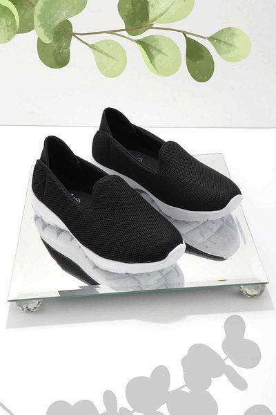Bambi Schwarz-weiße Mesh-Damen-Freizeitschuhe K 01311003522