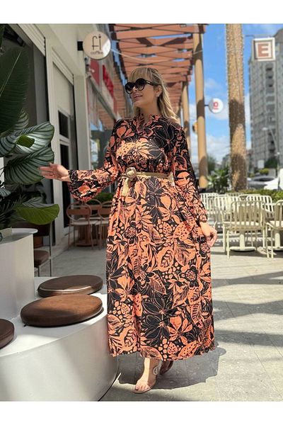 fly just Women's Plus Size Collar Button Spanish Sleeve Casual Cut Woven Viscosse Dress