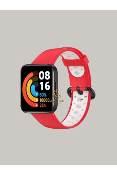 Massemr سوار سيليكون مثقب رياضي متوافق مع ساعة Redmi Watch 2 - حزام قابل للتعديل يسمح بمرور الهواء