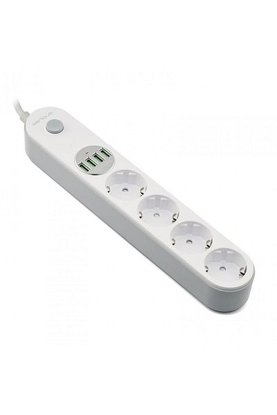 SERIOUX Extension cord with Serioux protection, 4 schuko sockets, input 100-240V, 50- 60Hz, output (Total): 250