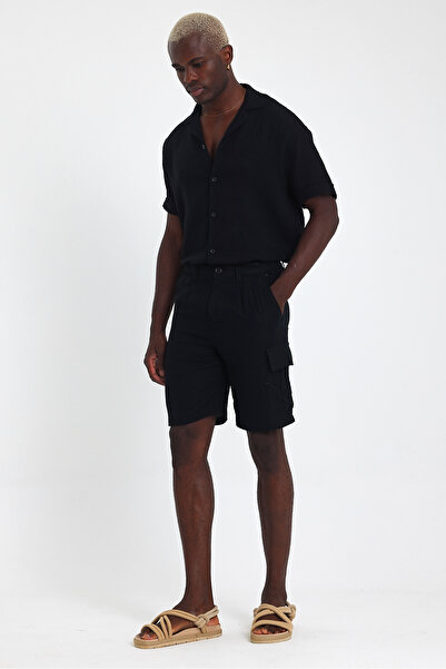 İLKCET MODA Cargo Pocket Muslin Linen Men's Shorts