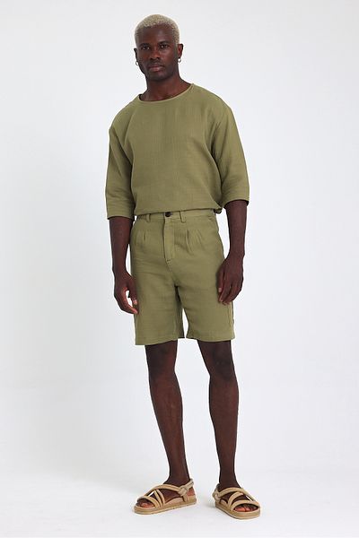 İLKCET MODA Ανδρικό σορτς Cargo Pocket Muslin Linen