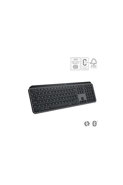 logitech Tastatura MX Keys S, Iluminare, 2.4GHz&Bluetooth, USB-C, US INTL layout, graphite/negr